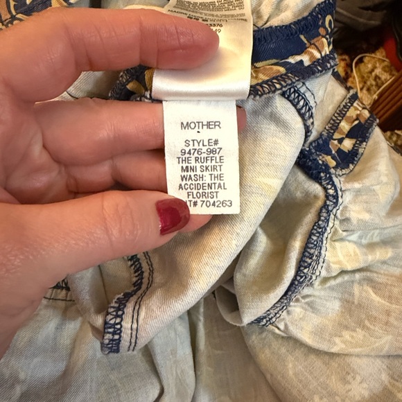 MOTHER Blue and Gold Accidental Florist Ruffle Mini Skirt - Picture 5 of 10